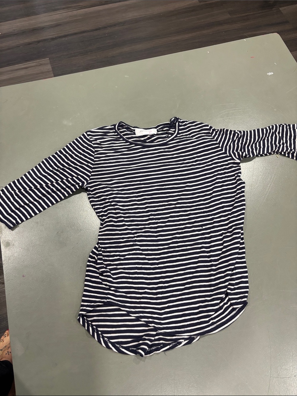 Striped Navy & White Long-Sleeve Boatneck Top - Lightweight Stretch Knit